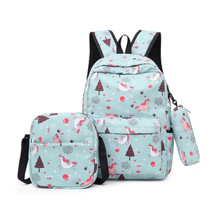 Kid's Oxford Zipper Closure Geometric Pattern School Backpack