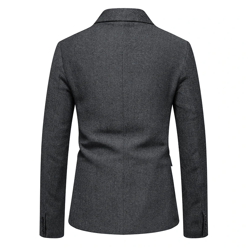 Men's Polyester Notched Collar Long Sleeve Single Button Blazers