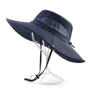 Men's Cotton Solid Pattern Breathable Anti-UV Brim Sun Hats