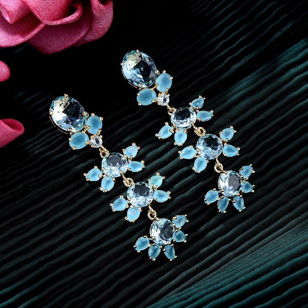 Women's Copper Cubic Zirconia Luxury Waterdrop Dangle Earrings