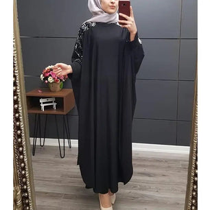 Women's Arabian Polyester Full Sleeve Sequined Pattern Abaya