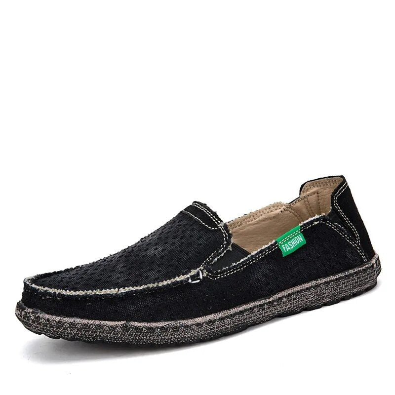 Men's Canvas Breathable Slip On Closure Loafers Casual Flat Shoes