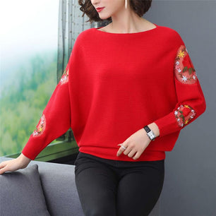 Women's O-Neck Polyester Full Sleeves Knitted Pullovers Sweater