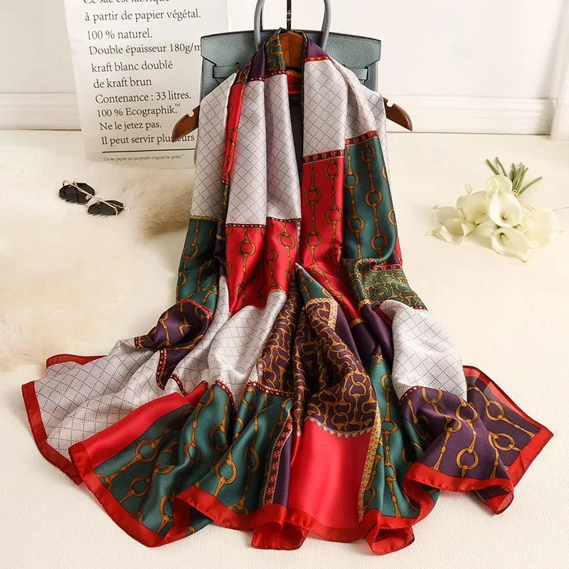 Women's Silk Neck Wrap Printed Pattern Trendy Beach Scarves