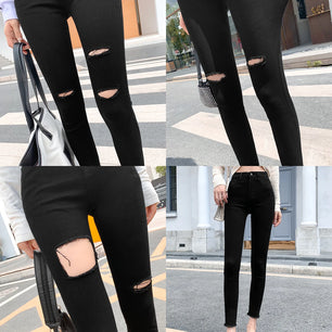 Women's Cotton High Waist Zipper Fly Closure Casual Denim Pants