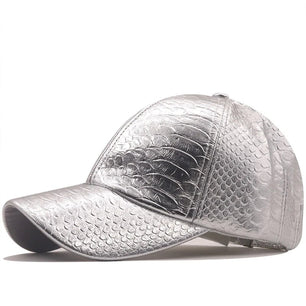 Men's Faux Leather Adjustable Strap Crocodile Skin Baseball Cap