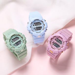 Kid's Alloy Case Buckle Clasp Round Shape Digital Sport Watches