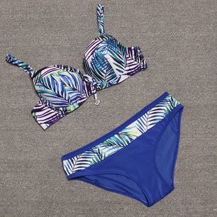 Women's Polyester Low Waist Push Up Printed Pattern Bikini Set