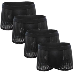 Men's 4 Pcs Polyester Breathable Patchwork Pattern Boxer Shorts