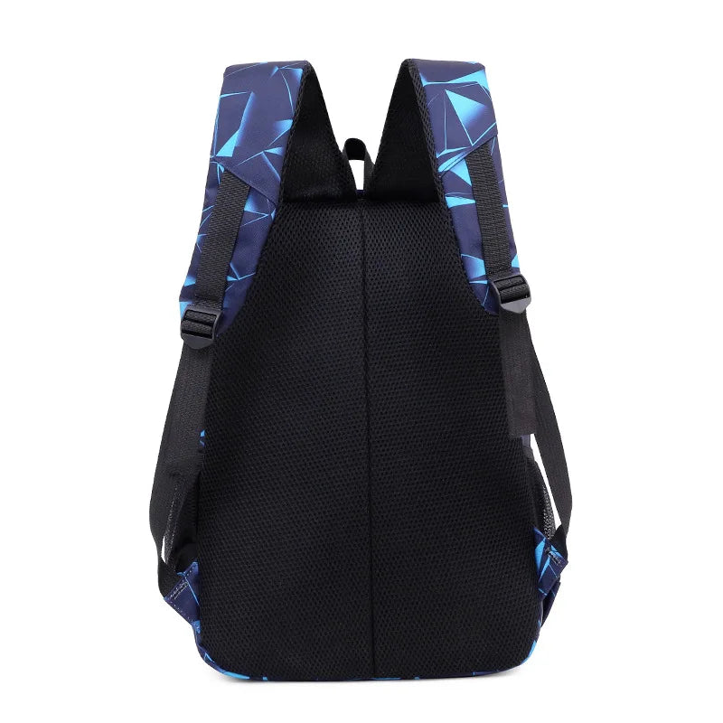 Kid's Oxford Zipper Closure Geometric Pattern School Backpack