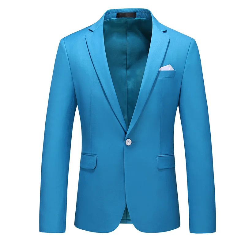 Men's Notched Polyester Long Sleeve Single Breasted Blazers Set