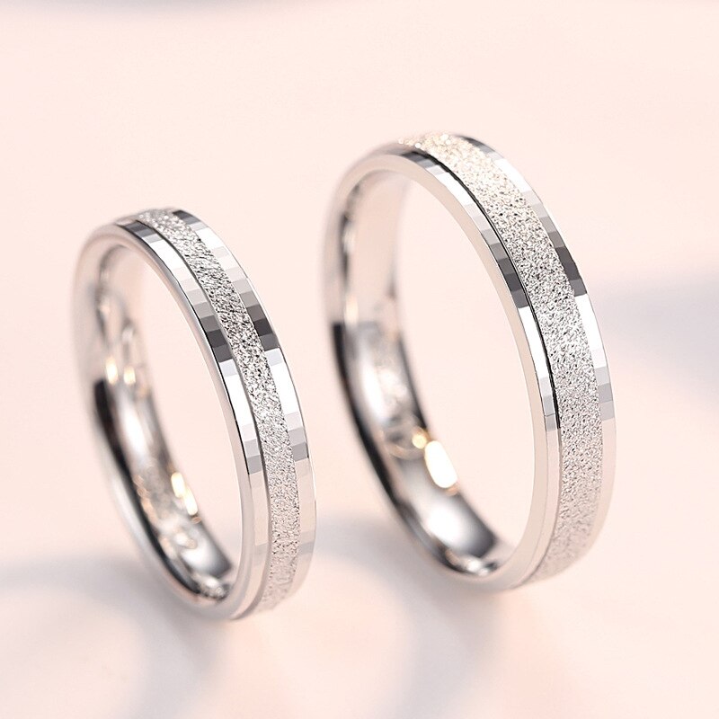 Men's 100% 925 Sterling Silver Round Pattern Wedding Couple Ring