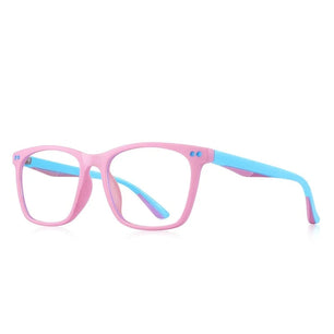 Kid's Acetate Frame Square Shaped Light Blocking Trendy Glasses