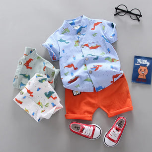 Kid's Polyester Short Sleeves Single Breasted Printed Clothes