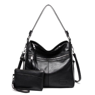 Women's PU Zipper Closure Solid Pattern Casual Shoulder Bag Set