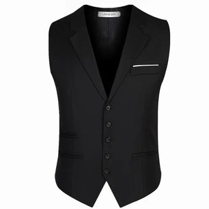 Men's Cotton V-Neck Sleeveless Plain Single Breasted Formal Vests