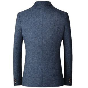 Men's Polyester Notched Collar Long Sleeve Single Breasted Blazers