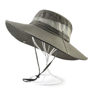 Men's Cotton Solid Pattern Breathable Anti-UV Brim Sun Hats