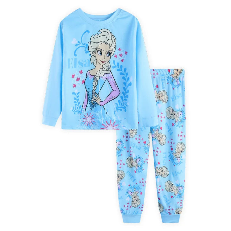 Kid's Girl Cotton O-Neck Long Sleeve Trendy Sleepwear Pajamas Set