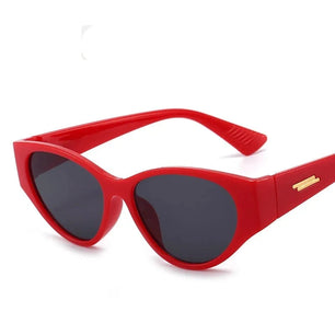 Women's Cat Eye Plastic Frame Glass Lens UV400 Shades Sunglasses