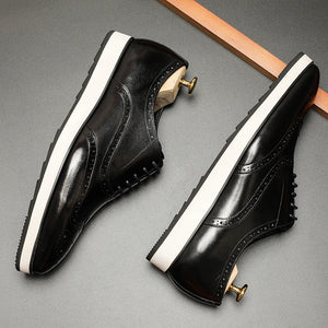 Men's Genuine Leather Pointed Toe Lace-up Closure Formal Shoes