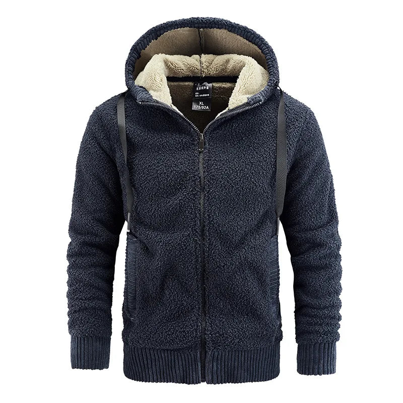 Men's Polyester Long Sleeves Zipper Closure Solid Pattern Jacket