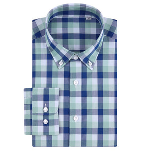 Men's Cotton Turn-down Collar Full Sleeves Plaid Pattern Shirts