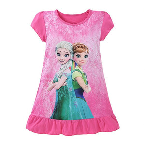 Kid's Girl Polyester O-Neck Short Sleeve Trendy Summer Nightgowns