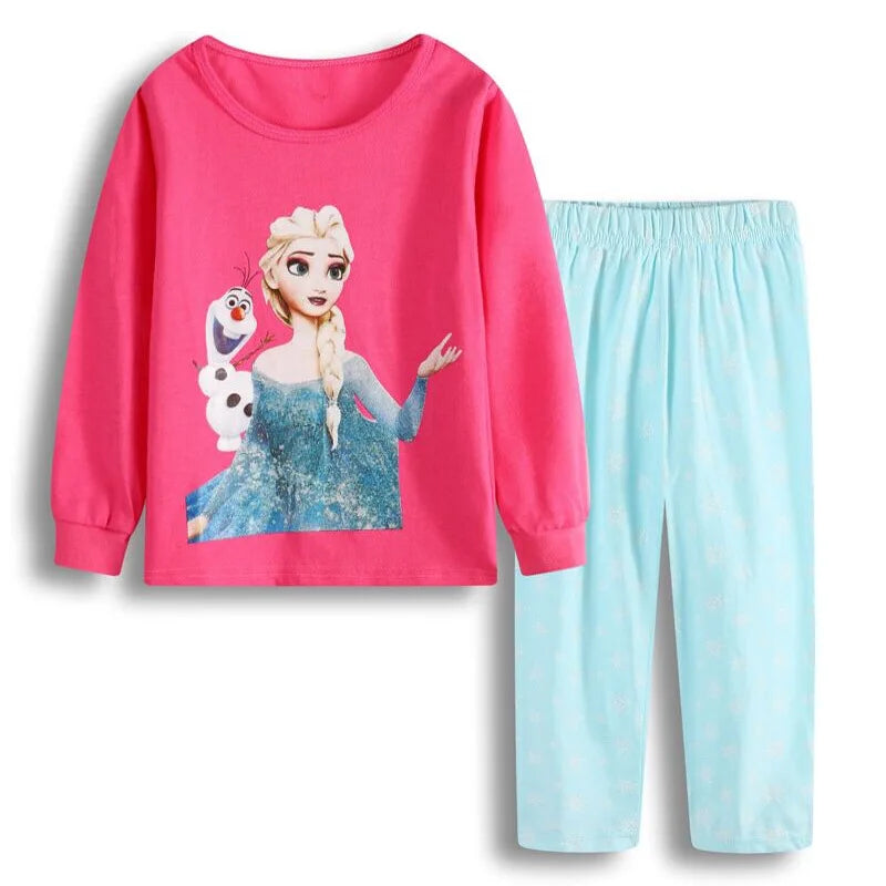 Kid's Girl Cotton O-Neck Long Sleeve Trendy Sleepwear Pajamas Set