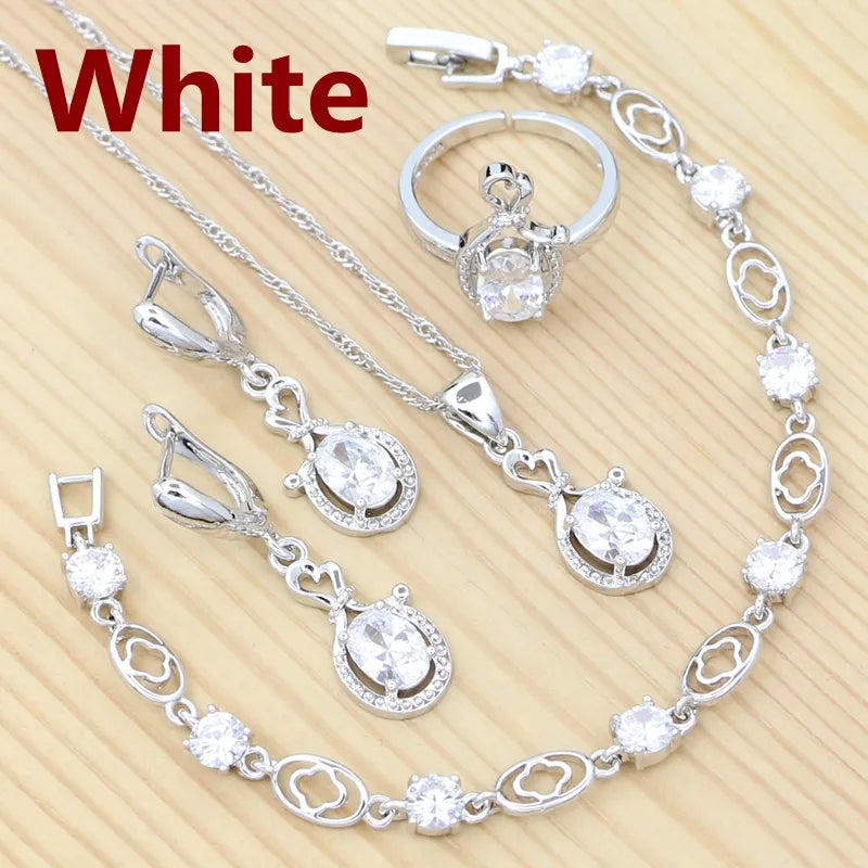 Women's 100% 925 Sterling Silver Zircon Geometric Jewelry Sets