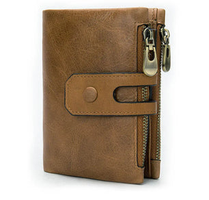 Women's Genuine Leather Zipper Hasp Closure Solid Pattern Wallets