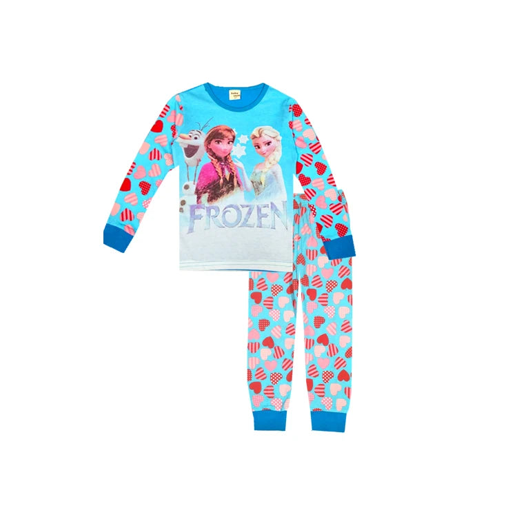 Kid's Girl Cotton O-Neck Long Sleeve Trendy Sleepwear Pajamas Set