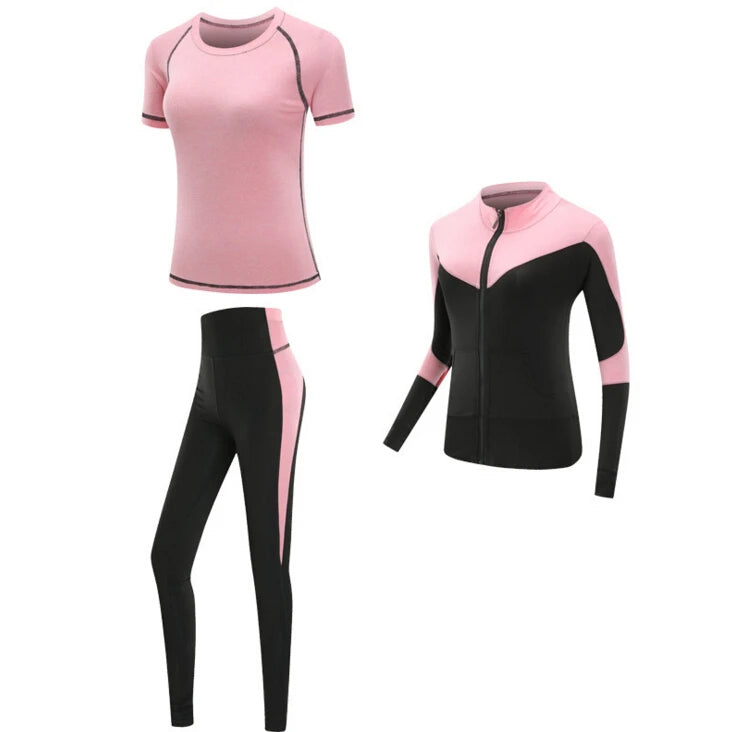 Women's Spandex O-Neck Short Sleeves Breathable Yoga Workout Set