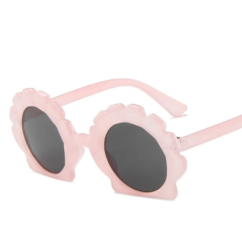 Kid's Girl Resin Frame Round Shaped UV400 Trendy Sunglasses