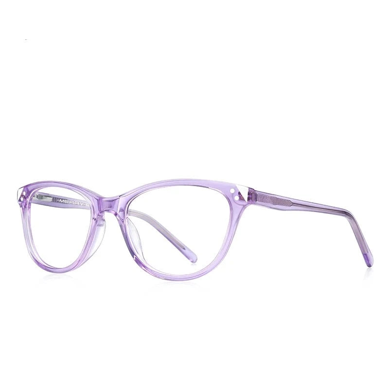 Kid's Cat Eye Acetate Frame Light Blocking Trendy Computer Glasses