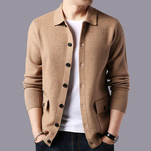 Men's Polyester Turn-Down Collar Full Sleeves Casual Sweaters