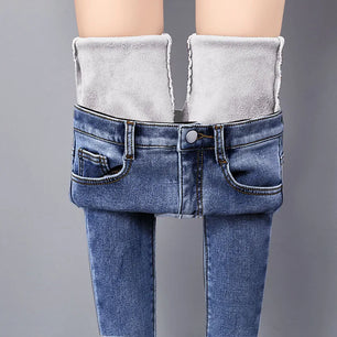 Women's Cotton High Waist Zipper Fly Closure Casual Denim Pants