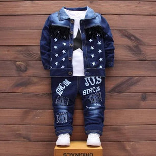 Kid's Turn-Down Collar Long Sleeve Star Printed Casual Clothes