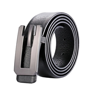 Men's Split Leather Buckle Closure Plain Pattern Trendy Belts