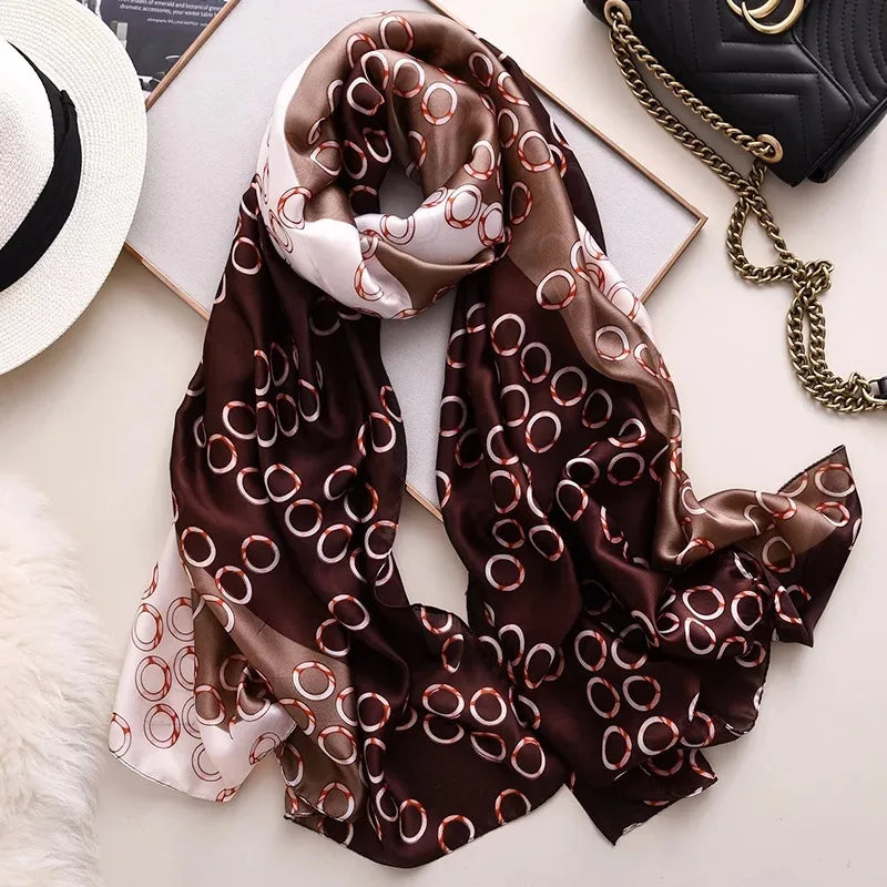 Women's Silk Neck Wrap Printed Pattern Trendy Beach Scarves