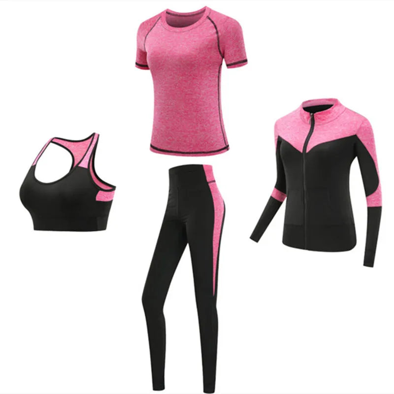 Women's Spandex O-Neck Short Sleeves Breathable Yoga Workout Set