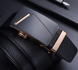 Men's Cowskin Automatic Buckle Closure Plain Pattern Luxury Belts