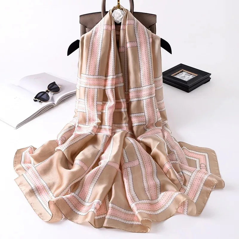 Women's Polyester Neck Wrap Striped Pattern Luxury Beach Scarves