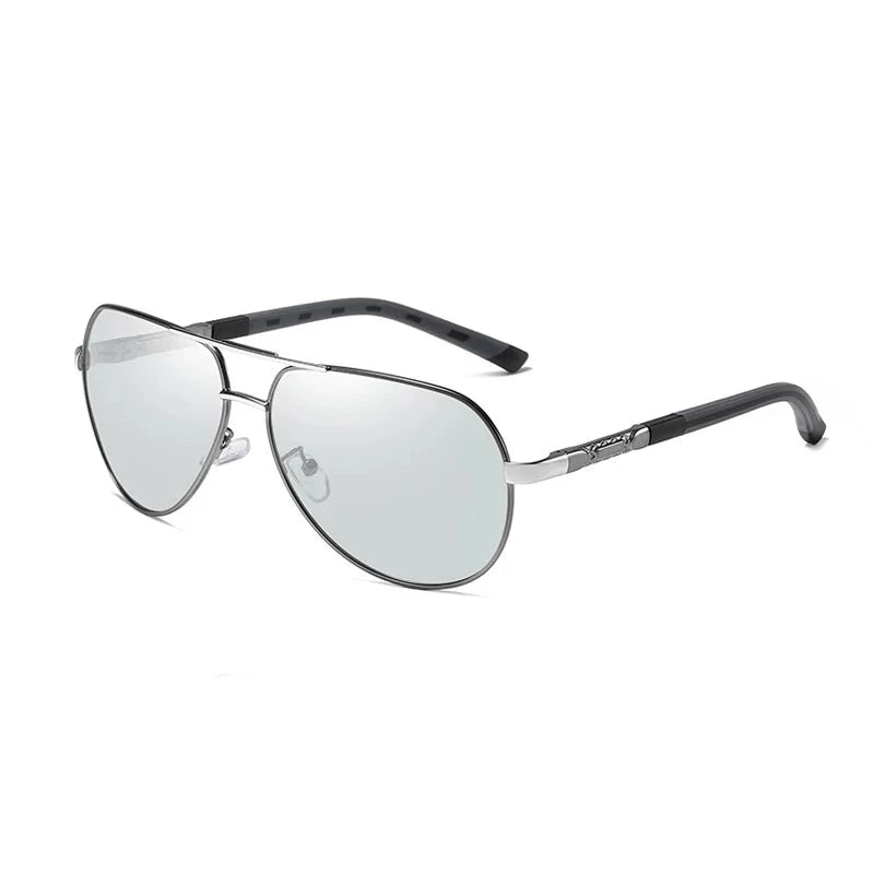 Men's Aluminum Frame Polaroid Lens Oval Shaped Trendy Sunglasses