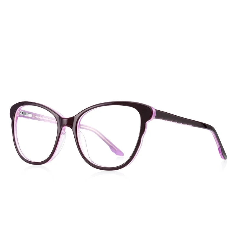 Kid's Cat Eye Acetate Frame Light Blocking Trendy Computer Glasses