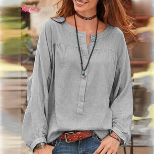 Women's O-Neck Polyester Long Sleeve Solid Pullover Blouses