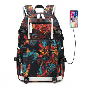 Kid's Girl Oxford Zipper Closure Printed Pattern School Backpack