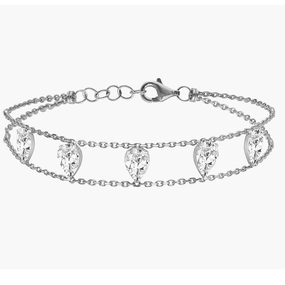 Women's Copper Cubic Zirconia Geometric Chain Link Bracelet