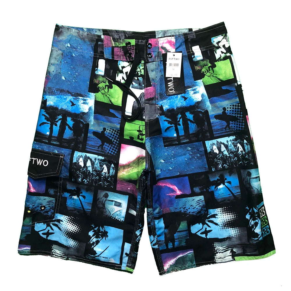 Men's Acetate Drawstring Closure Quick-Dry Swimwear Shorts