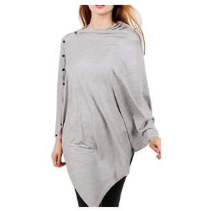 Women's Polyester O-Neck Long Sleeves Breastfeeding Maternity Top